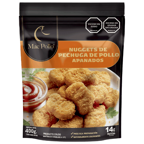 Empaque de nuggets de pechuga de pollo apanados Mac Pollo